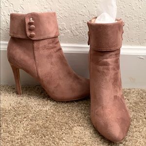 Pink Suede Booties